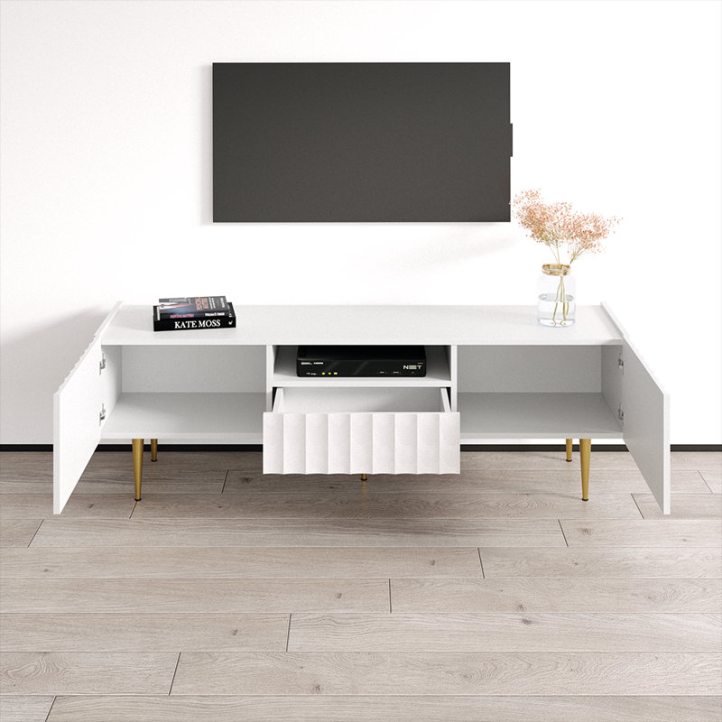 Crédence de rangement l 63 po Gavette, blanc