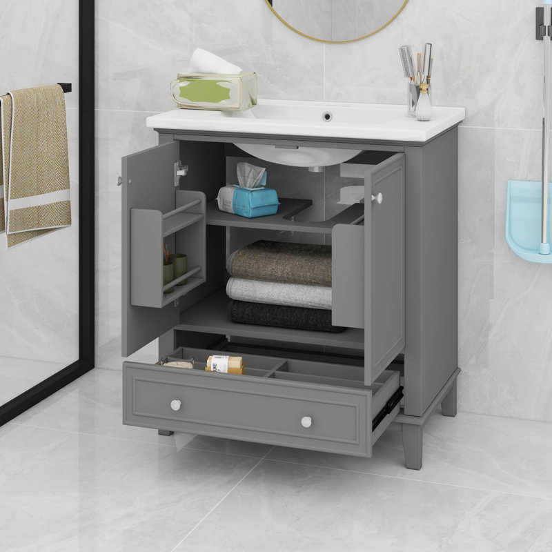 Ensemble de meuble-lavabo 30 po avec lavabo, portes et tiroir, Gris