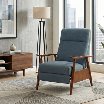 Fauteuil inclinable à accoudoirs en bois en tissu performance