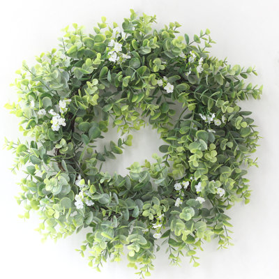 17 Inch Front Door Greenery Wreath Artificial Plants Spring Summer Hanging Garland Door Wreath For Home Wedding Party Wall Window Decoration