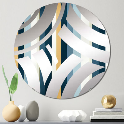 Miroir décoratif bleu et blanc à rayures fines