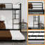 Lit superposé en fer carré durable avec rails de sécurité, look minimaliste moderne, chambre d'amis ou espace commun, assemblage facile et performance durable: 137 cm x 190 cm-1285099429