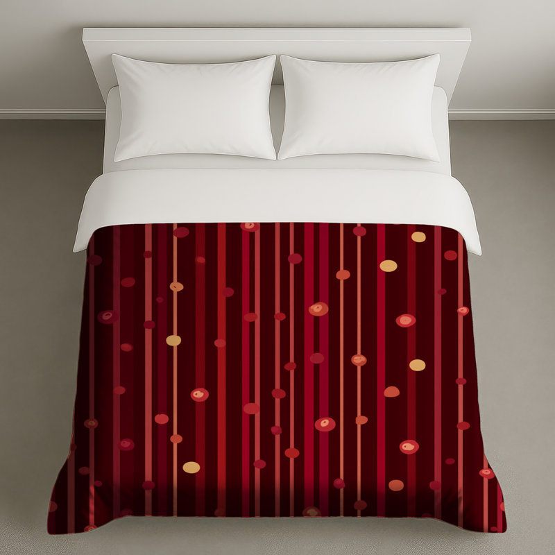 Housse de couette abstraite Red Stripes Bedding, Lit simple