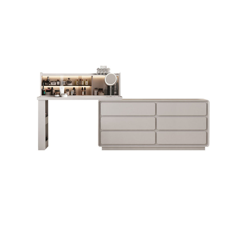 French Style Dresser Telescopic Makeup Table, Beige Apricot