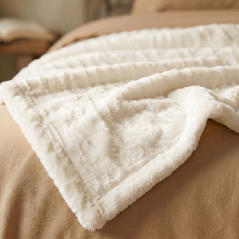 Couverture en molleton moelleux Kacey, Double/Grand, Ivoire ivoire