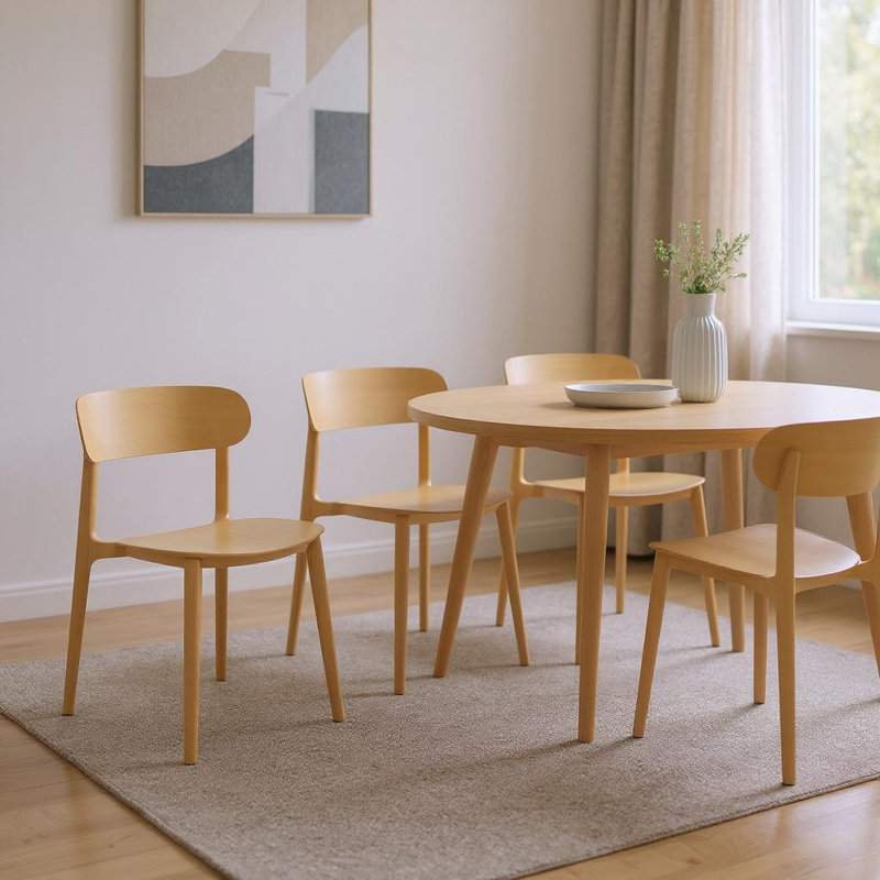 Ensemble de quatre chaises d'appoint à dossier ouvert en plastique robuste jaune, Jaune