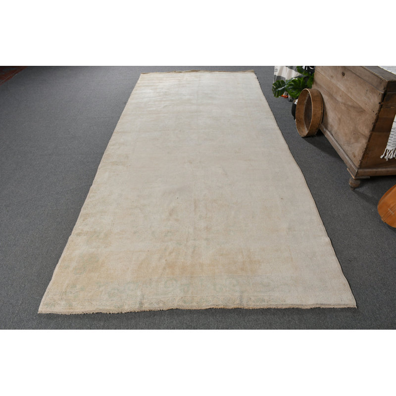 Grand tapis turc Oushak rétro idéal pour les chambres à coucher et les salles à manger élégantes Beige