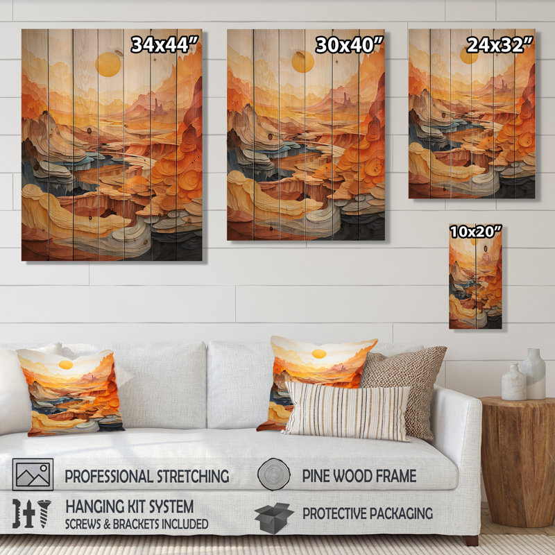 Panneaux de décoration murale en bois Kershner - Paysages, H 32 po x l 24 po