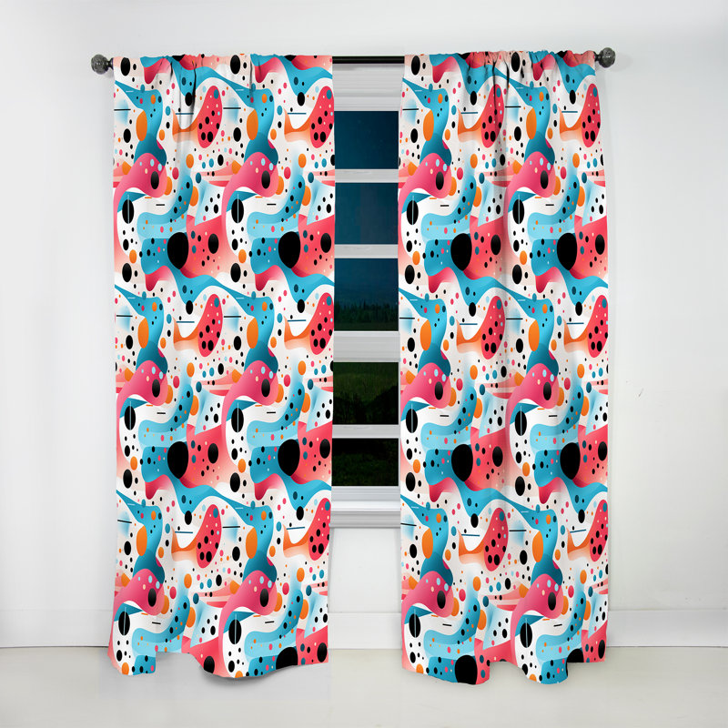 Harriet - Motif tendance rose et bleu des années 1950 I - Rideau abstrait - Velours obscurcissant - 1 panneau