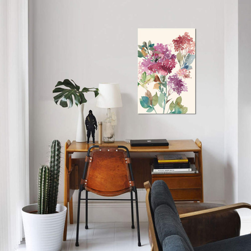 « doux hortensia i », reproduction sur toile, H 18 po x l 12 po x P 1,5 po, Toile tendue, Pas de tapis