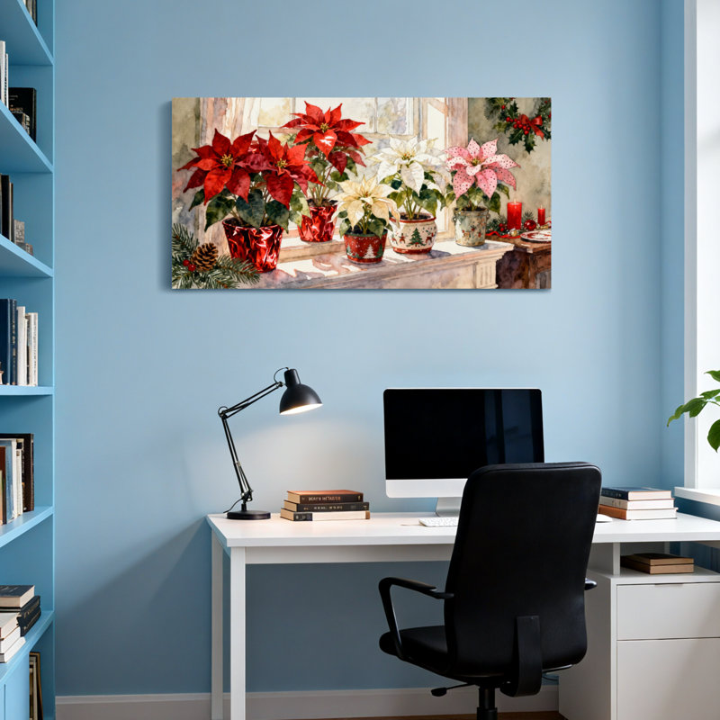 Décoration de Noël de Noël poinsettias, H 16 po x l 32 po