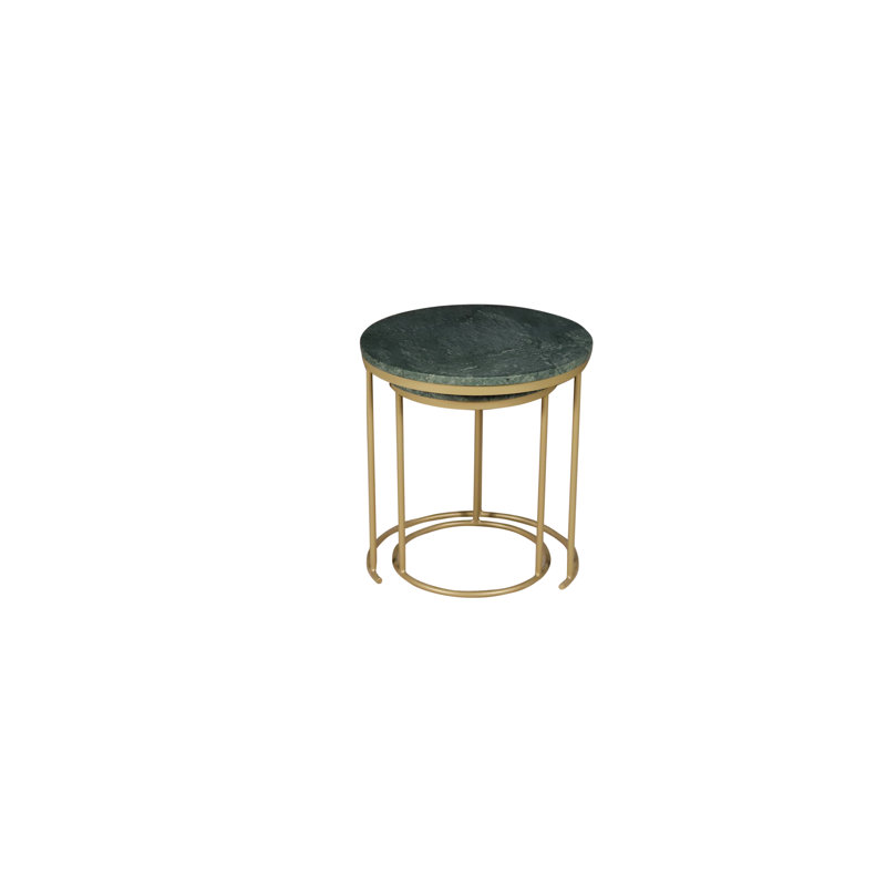 Marble Top Nesting Coffee Table With Metal Frame (Set Of 2)