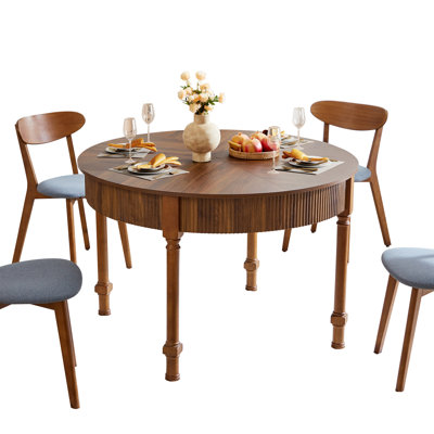 47.24'' Farmhouse Round Dining Table With Drawer