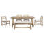 Ensemble de salle à manger 6 pièces de style maison de campagne rétro avec table rectangulaire, 4 chaises rembourrées et un banc pour les réunions de famille élégantes, ensemble de table de salle à manger