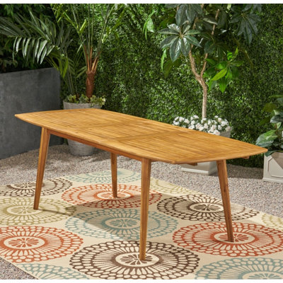 Table de salle à manger extensible en bois d'acacia - Table de patio extensible pour les réunions de famille