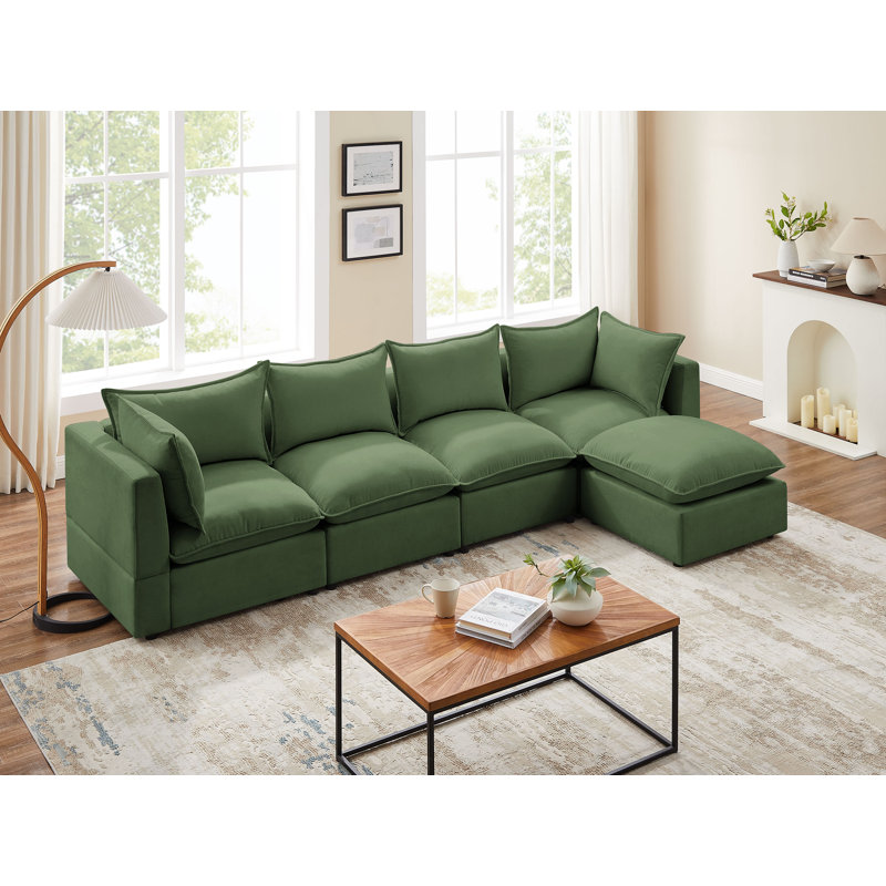 Izaia 5 - Piece Upholstered Sectional, Olive Green 100% Polyester