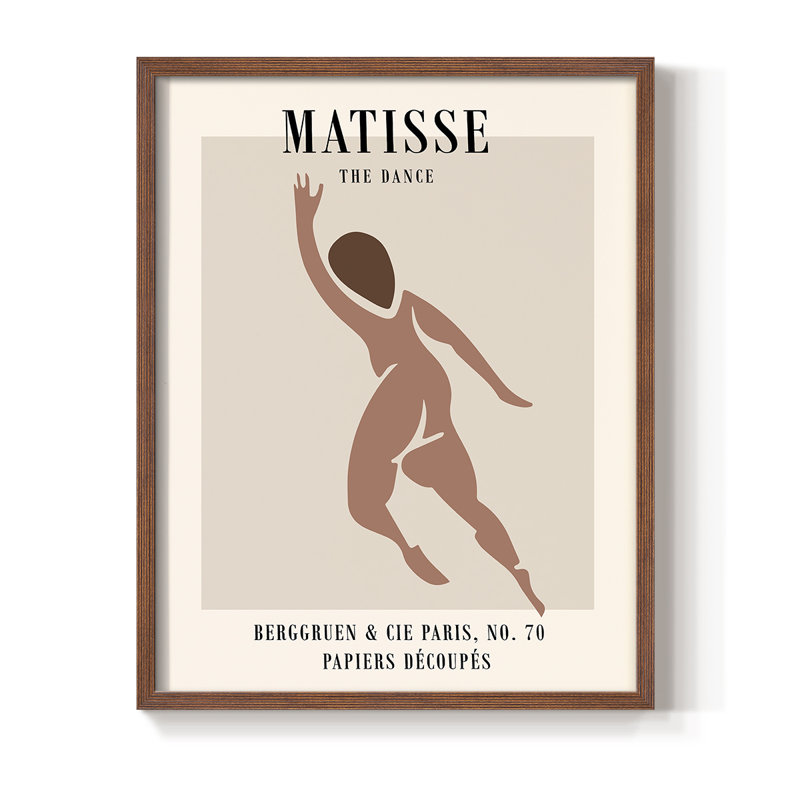 Matisse XCV III, reproduction encadrée - bois massif, Brun, H 28 po x l 22 po