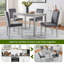 Ensemble de table de salle à manger en bois 5 pièces, ensemble de table de cuisine avec table rectangulaire et 4 chaises rembourrées, ensemble de table de salle à manger en bois avec décoration en cristal et chaises, gris argenté-2127052345-2127052351