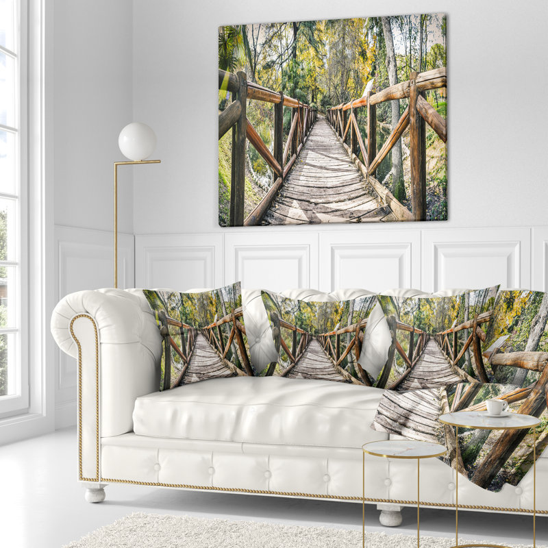 Pont en bois de mer avec coussin forêt, 16 po x 1 po, Coussin décoratif