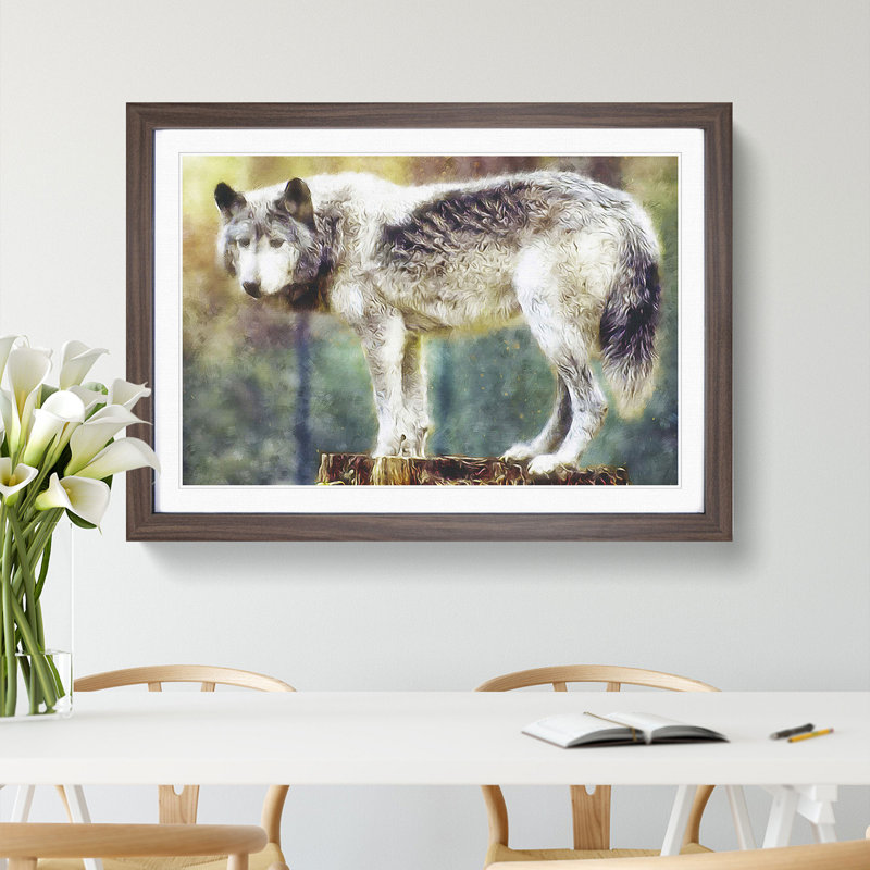 Abstract Wolf Vol.3 - Picture Frame Graphic Art, 27cm H x 36cm W x 2cm D, Walnut Framed