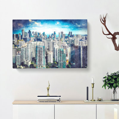 Singapore Skyline Painting - Wrapped Canvas