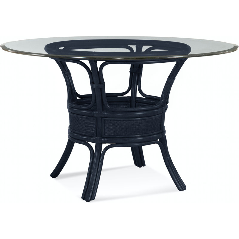 Drury Lane Round Glass Dining Table, 48" W x 48" L, Nickel
