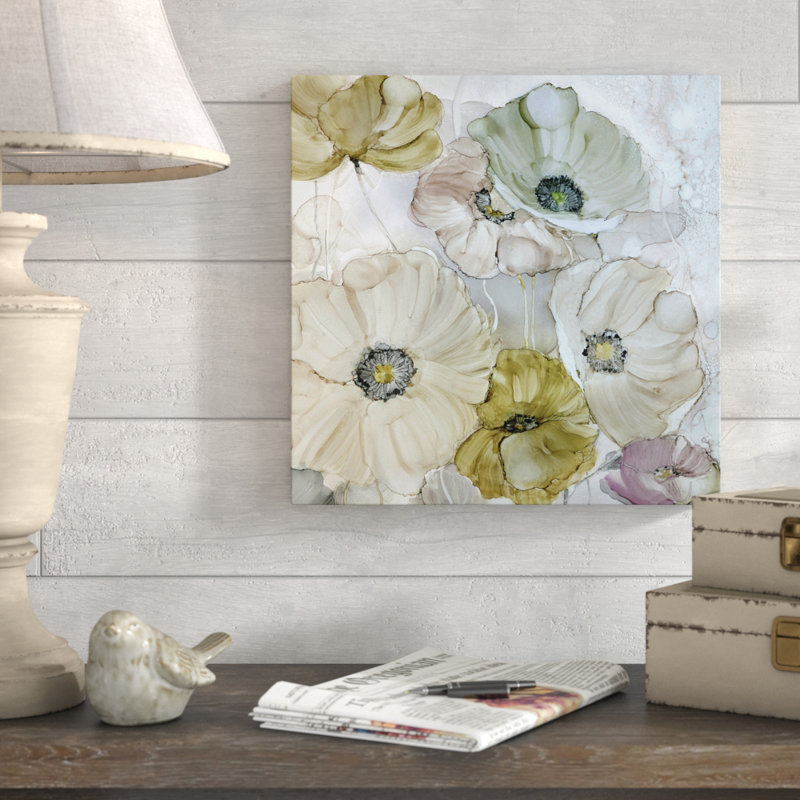Coquelicots iridescents - reproduction d'art, Toile tendue, H 16 po x l 16 po x P 1,5 po