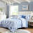 Microfiber Full/Queen Comforter , Attractive Floral Striped Pattern, 2 Shams, Throw Pillows, Bedding Design, Fill,