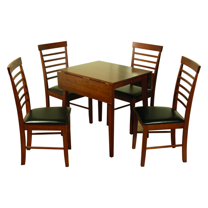 Bowerbank 4 - Person Drop Leaf Rubberwood Solid Wood Dining Set
