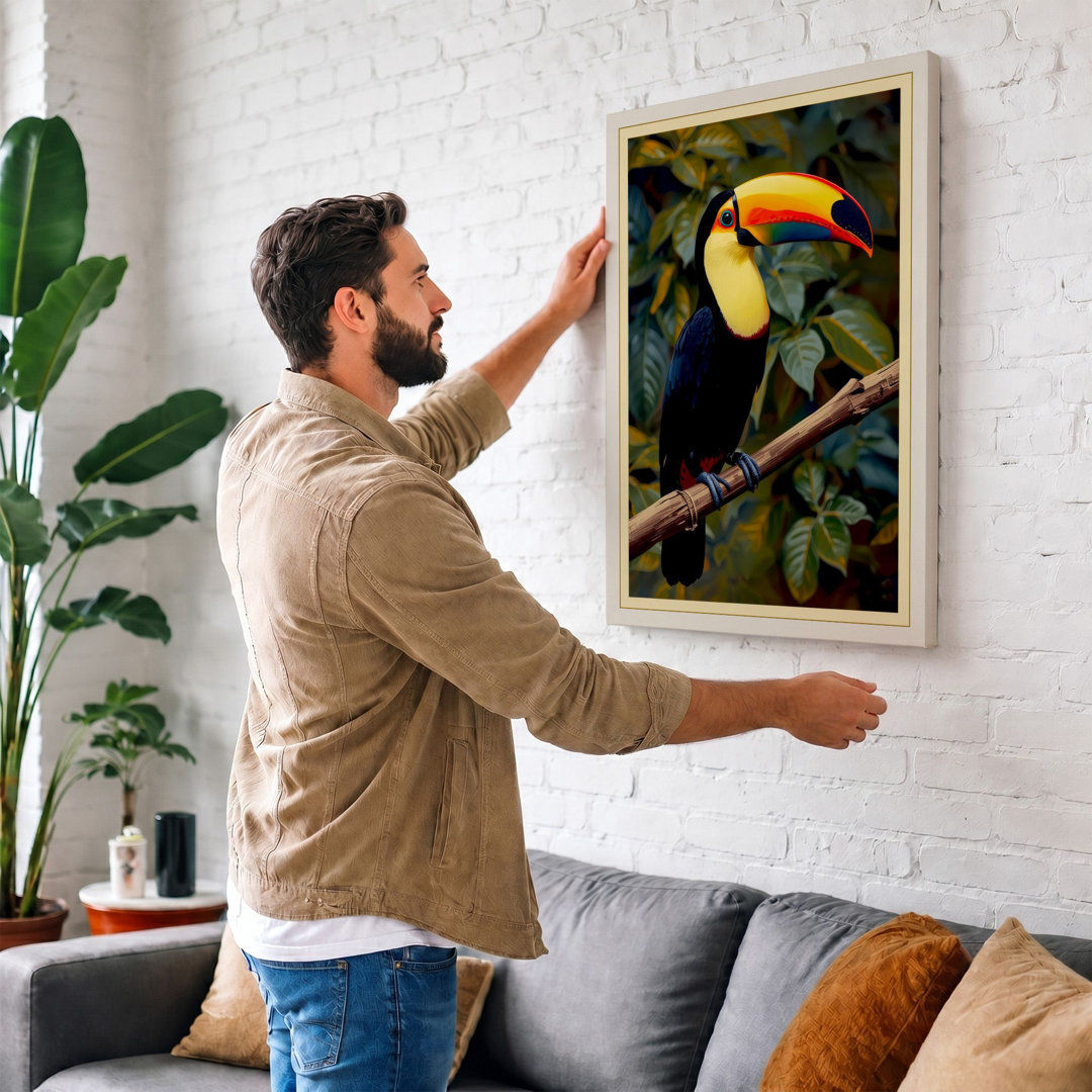 Toucan on Branch Tropical - Wrapped Canvas