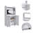 Kitchen Kart, Double Door Cabinet, One Open Shelf, Two Interior Shelves