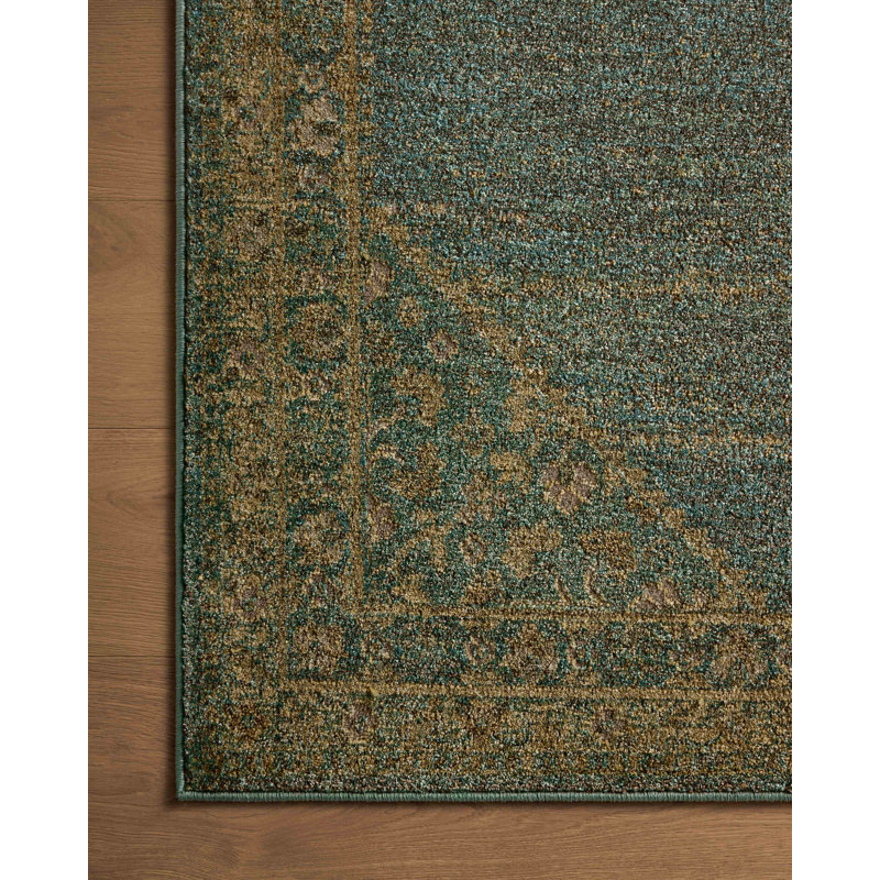 Magnolia Home by Joanna Gaines Mona Aqua/Wheat Area Rug, Runner 2'6" x 10'
