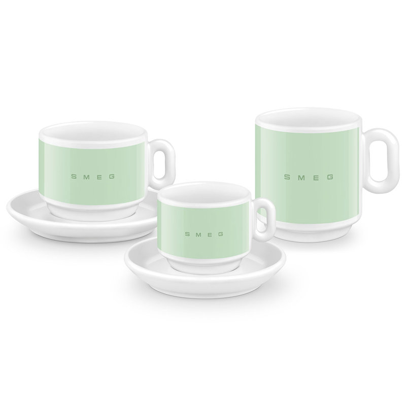 50's Style Espresso Cups, Set of 2, Green