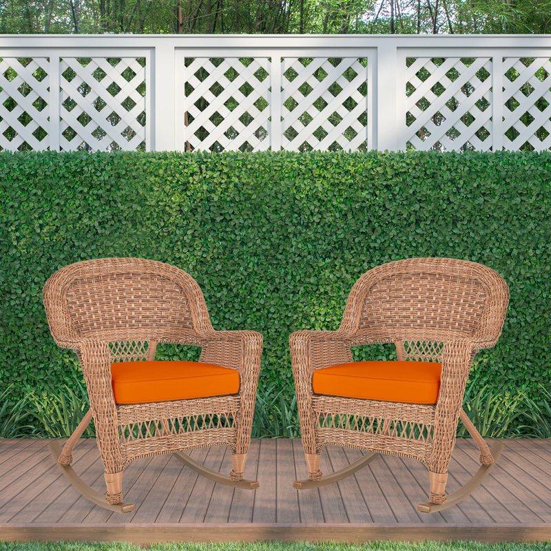 Chaise berçante en osier Raenesha, Miel, Orange