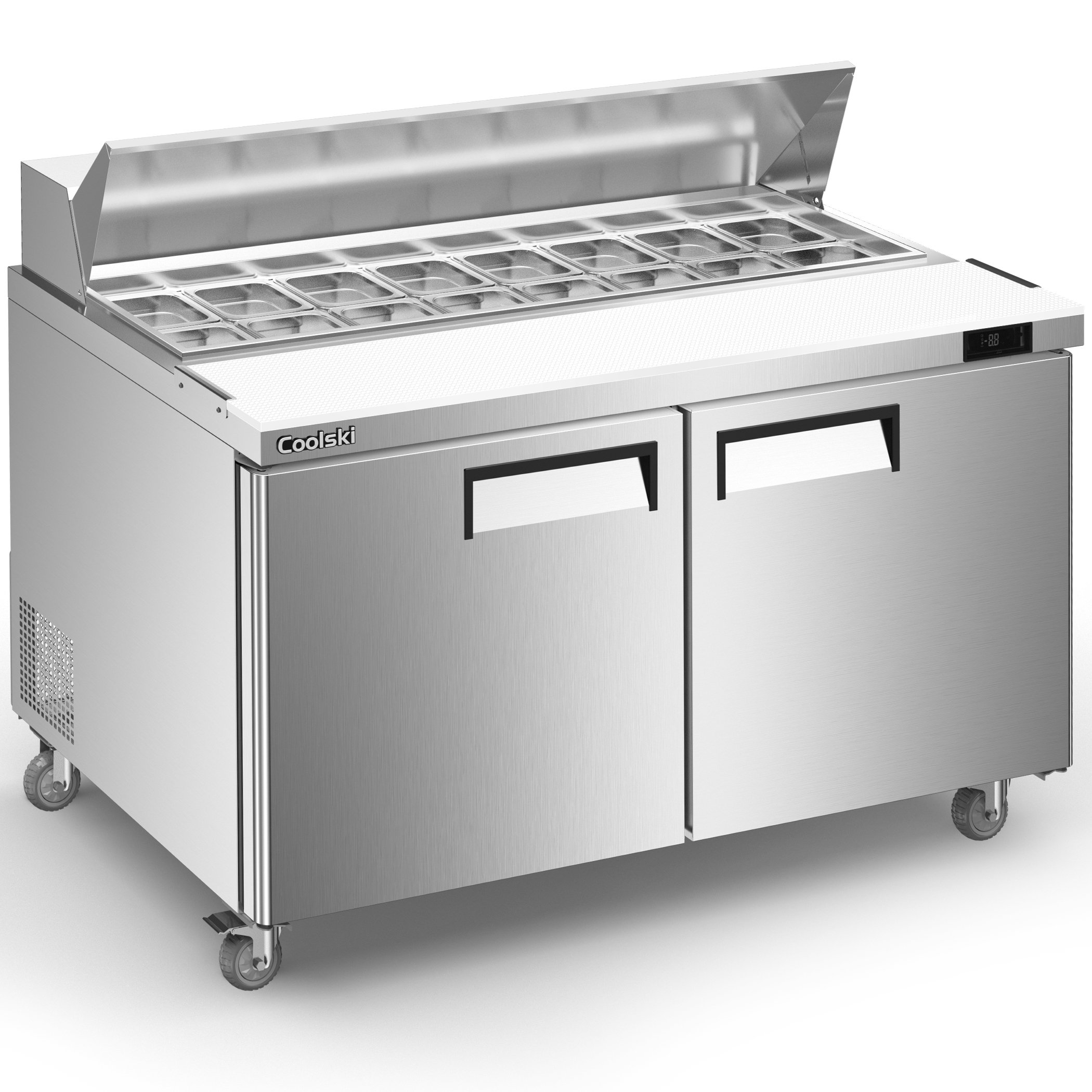 48" Commercial Sandwich Prep Table – 12 Bin Salad Pizza Cooler By Cooler Depot (CSP48) - View #2