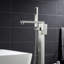 Robinet de baignoire autoportant avec douche à main à un trou, robinet de baignoire en acier inoxydable, robinets de baignoire à fixation au sol à poignée simple moderne-128528010