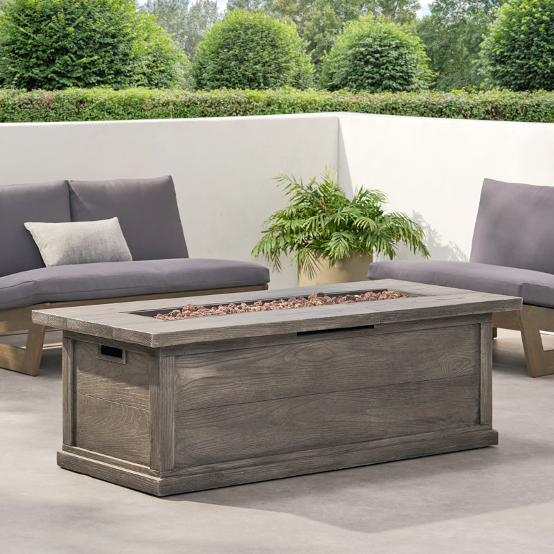 Foyer d'extérieur 56 "au propane en béton 56" Bgo 56 ", motif bois (couvercle de réservoir non inclus), Gris
