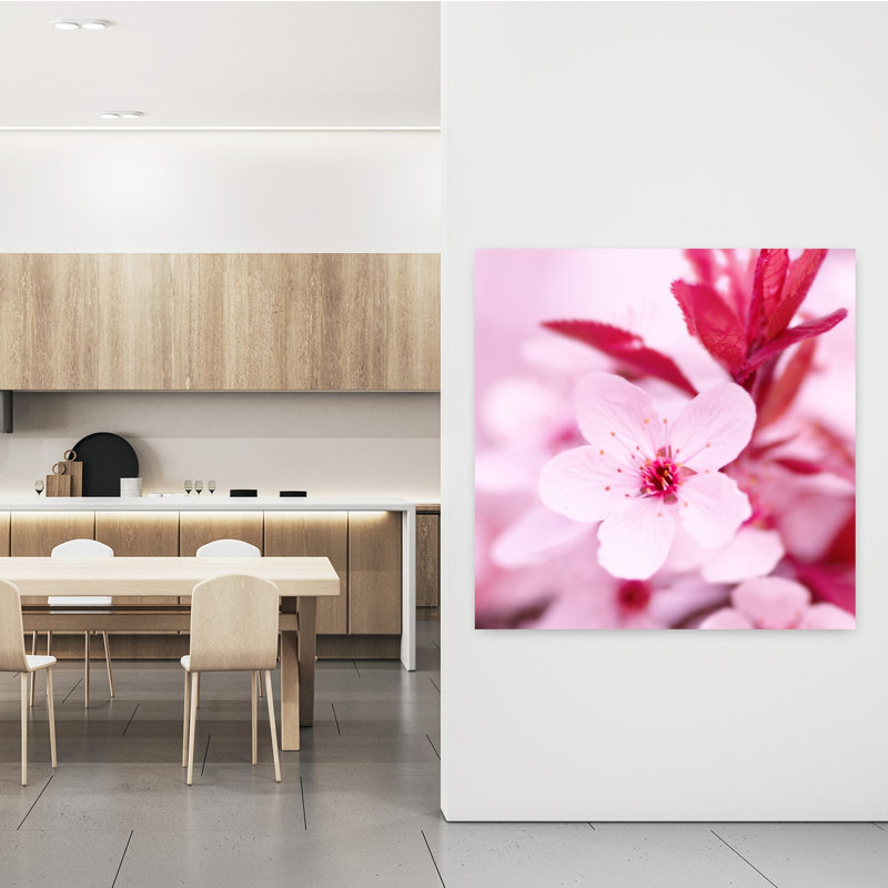 Art floral contemporain rose, H 48 po x l 48 po