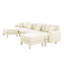 Canapé modulaire en U à 4 places avec revêtement capitonné beige, pieds cylindriques et 2 repose-pieds mobiles pour des rassemblements décontractés. Forme de tissu élégamment courbée et confortable-1726936169