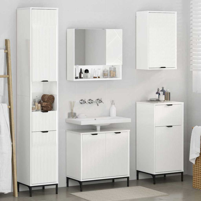 60.5cm Bathroom Vanity Base Only, High Gloss White