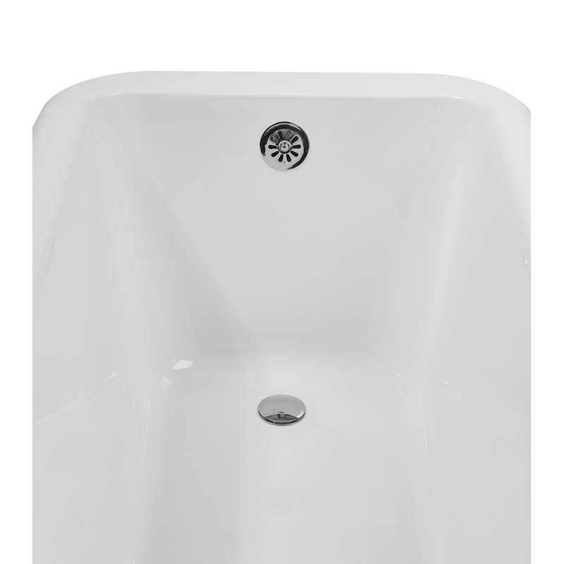 62" Streamline Clawfoot Tub,Tray,Drain, Clawfeet, Matte Black, Polished Chrome
