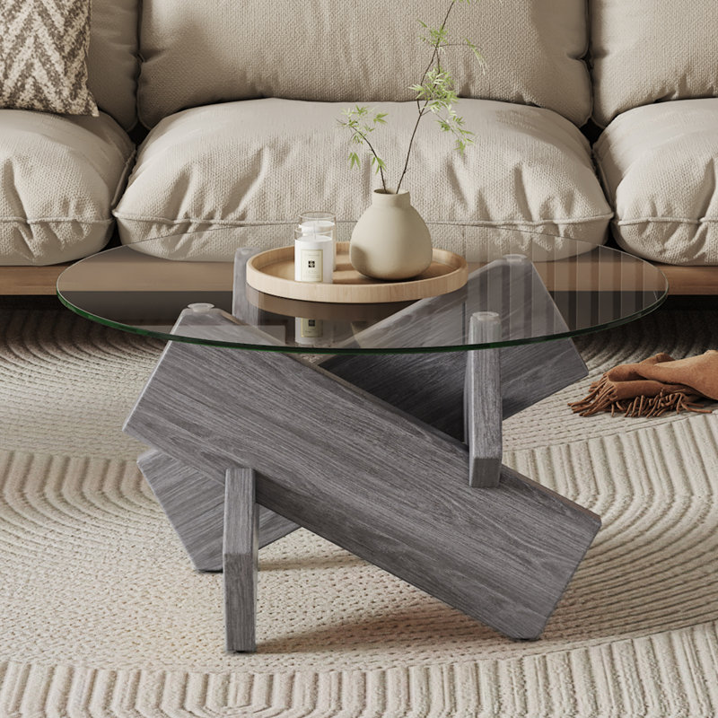Table basse Lexghi, Gris, Clear