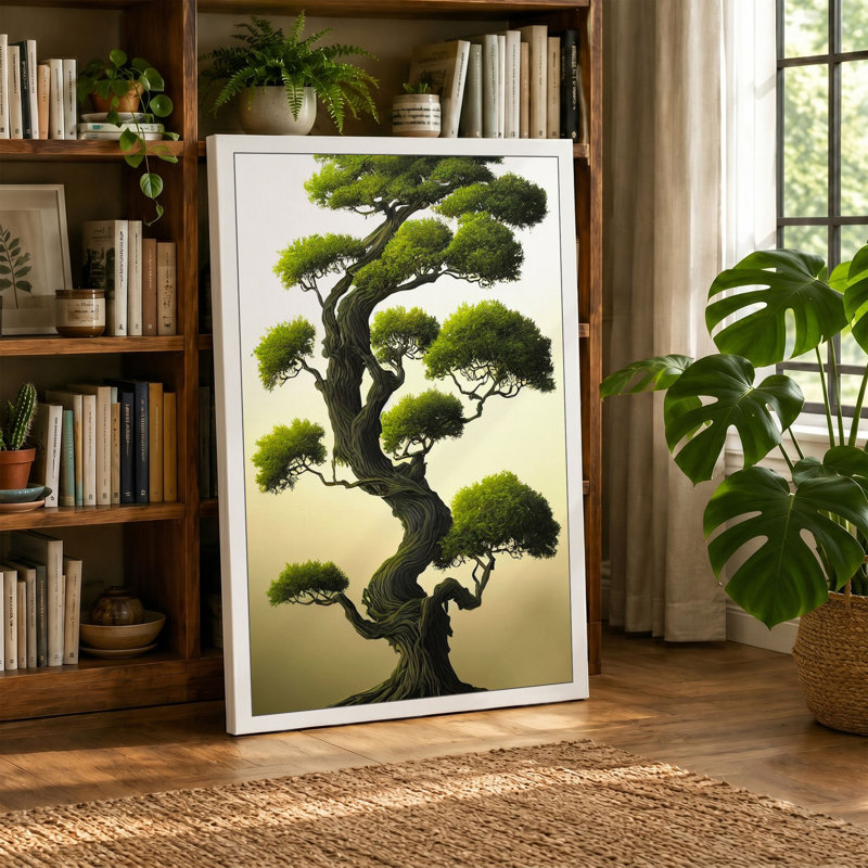 Sculpted Bonsai Minimalist 1 Piece Wrapped Canvas Wall Art, 24x16 - 61.0 x 40.6 cm, Cream Border
