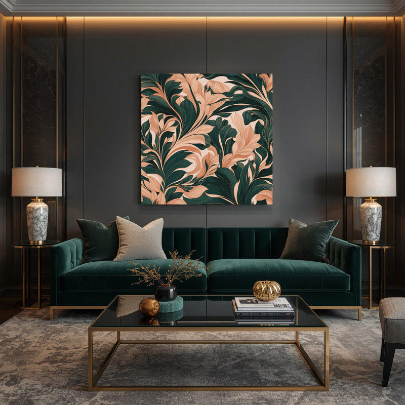 "Abstract Florals", art mural sur toile brune, H 12 po x l 12 po