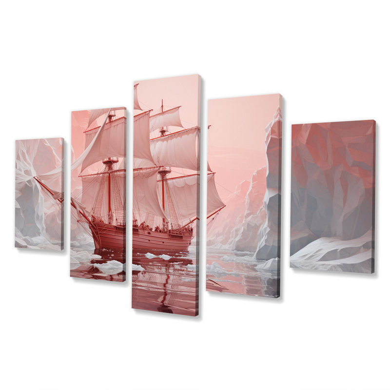 Rose 0 Iceberg Frozen Wonder - art mural de salon Iceberg - 5 panneaux