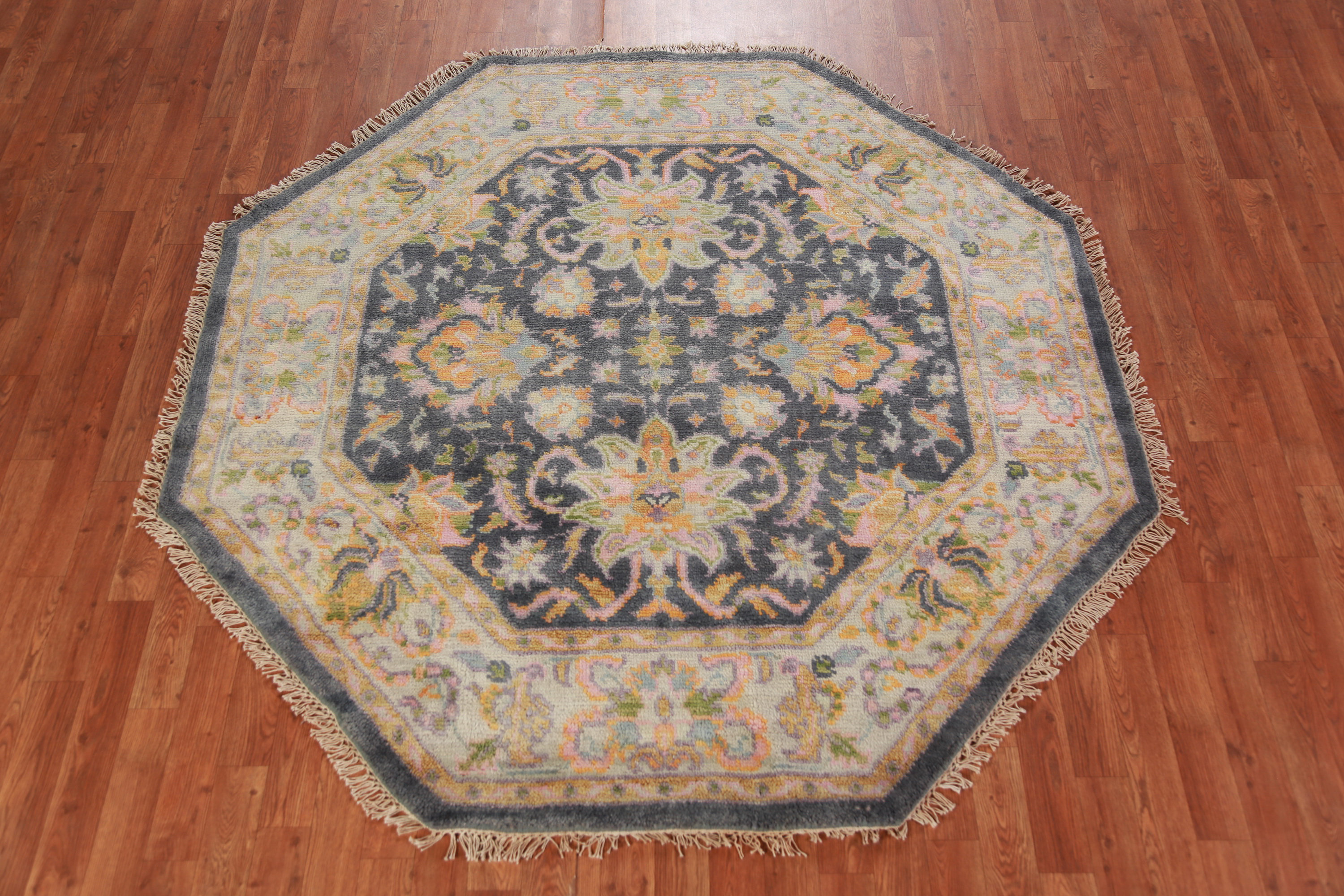 Bungalow Rose Octagon Blue Handmade Oushak Oriental Area Rug 6x6 | Wayfair