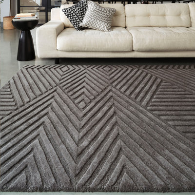 Kawakami Hand Tufted Geo Grey Area Rug
