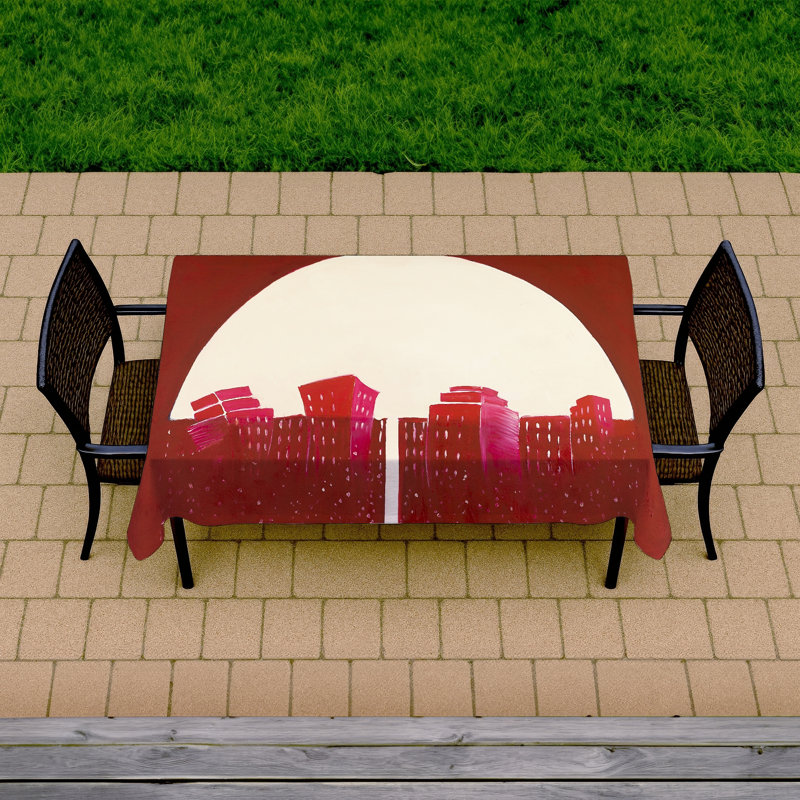 Red City Under Umbrella Tablecloth | Indoor/Outdoor Decor