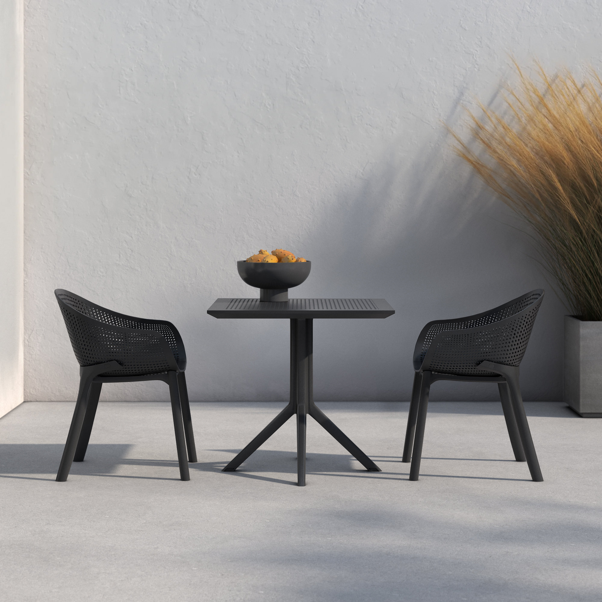 Farrah Square 2 - Person Bistro Set, Black