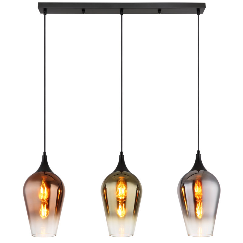 Wanakah 3 - Light Matte Black Pendant, Copper-coloured